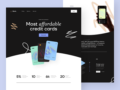 Bank Card Landing Page bank bank card bank landing page banking card card landing page clean design landing landing page minimal mvp ronas it ui ux web web design website