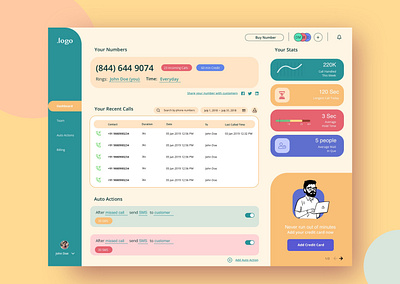 Call Management Dashboard UI admin admin dashboard call call center call log call management crm dashboard dashboard ui international calling product design sales telephony ui voice