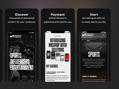 Sports Influencer App Screenshots Concept app app screenshots branding design graphic design illustration logo store graphics ui vector