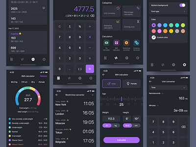 Calculator app calculator clean color dark theme dark ui design ios mobile app ui ux