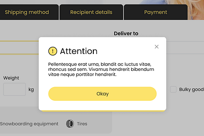Small modal window attention modal window popup