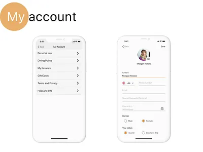 My account ios mobile app my account ui user account