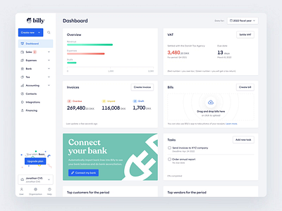 Billy – Dashboard accounting acquisition app bookkeeping clean component conversion danish dashboard design system navigation product design product thinking retention scandinavian tour ui user centric user research ux