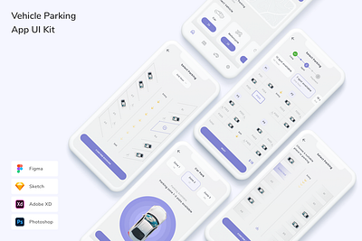 Vehicle Parking App UI Kit app car design finder gprs gps map motorcyle parking ui ui design ui kit ux vehicle