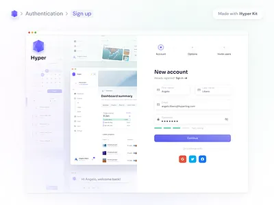 Authentication > Sign up | Light/Dark auth dashboard design interface login new account registration sign in sign up ui ux