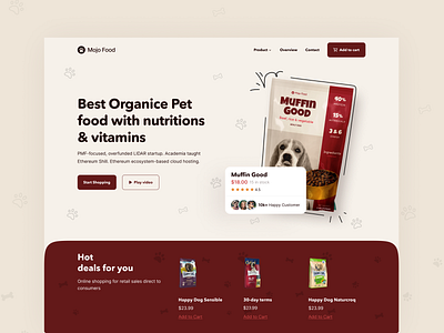 Dog food header design concept animal food design dog lovers catfood dorik header design landing page mobile app pet mockup nocode pet app pet care pet product pet shop pet store petshop template design typography uiux web design website builder