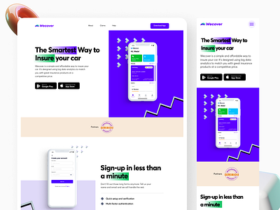 Wecover Landing Page car insurance landing page web