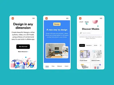 uMake Mobile Website Design 3d 3d art animation branding design graphic design illustration interface logo marketing mobile mobile screens mobile website responsive web design responsive website ui user experience design ux web design web marketing
