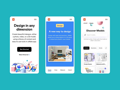 uMake Mobile Website Design 3d 3d art animation branding design graphic design illustration interface logo marketing mobile mobile screens mobile website responsive web design responsive website ui user experience design ux web design web marketing