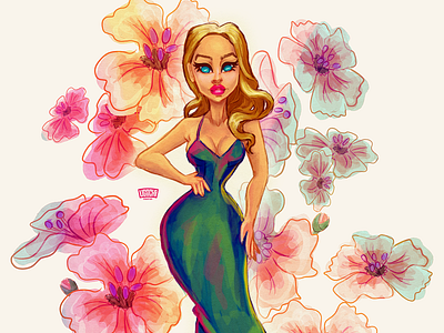 Miss Spring 2022 fashion huion kamvas illustration model pinup retro spring woman