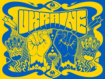 Peace for Ukraine design illustration lettering peace psychedelic retro russia stop war typography ukraine vector vintage war