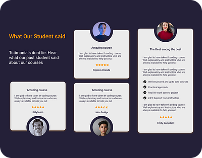 Testimonial section app ui app ux landing page testimonial section ui ux