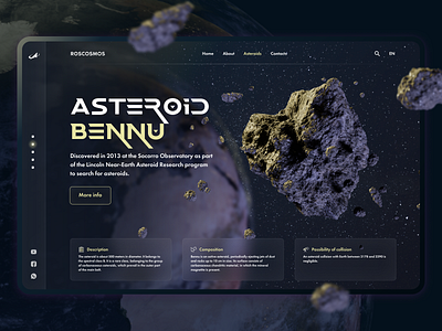 3D Asteroid Project 3d asteroid asteroids blender blender 3d dark theme design illustration interface landing page planet render space stars system ui ux webdesign website