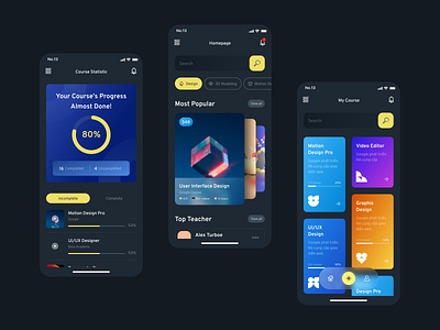 Darkmode Education app design education flutter ios kit metmoi mobile reactnative template ui