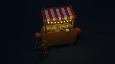 Hot Dog cart 3d 3d artist 3denviroment blender blender 3d lowpoly lowpoly3d