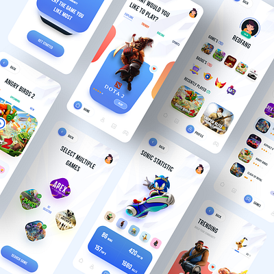 Game Store Mobile App Design (Light Version) 2d 3dgame app game game app design game applications game chat game dashboard game design game store game ui gamer games games player gaming gaming app illustration social media app trend ui trendy user interface