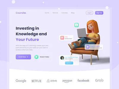 Online Education Web Design concept courses design e learning educational graphic design homepage landing page landing page design minimal online class online courses online education school ui web design web ui