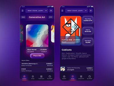 NFT wallet UI crpto app dapps gradient ui nft ui web3