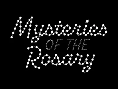 Mysteries of the Rosary beads branding catholic christian christianity cursive design graphic jesus lettering logo mary our lady prayer reosary script title virgin