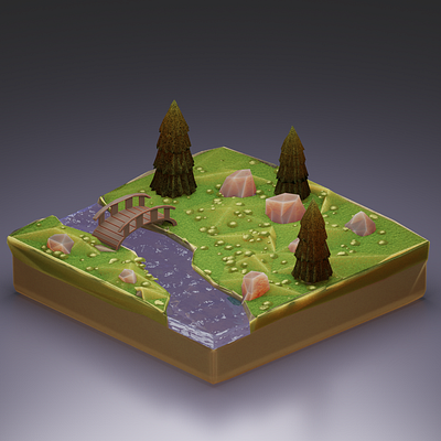 River Walk 3d blender digital artwork illustration isometric