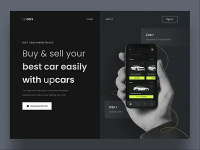 Cars Marketplace Landing Page app landing page apple car cars dark dark mode design header ios landing landing page marketplace popular simple ui uidesign uiux web web app web design