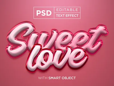 sweet love 3d typography text effect, romance banner typography 3d cute design editable effect effects font graphic design happy logo love love story motion graphics romance romantic style sweet text typography valentines day