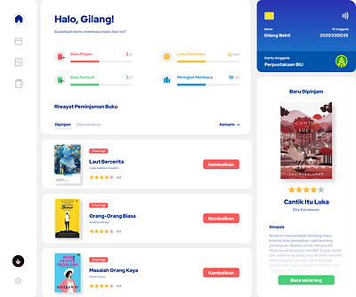 Online Library - Perpustakaan BiU apps design library minimalist ui