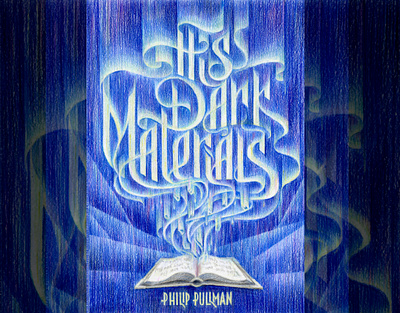 Cover for the P.Pullman "His Dark Materials" art book colored pencils cover design drawing hand lettering illustration lettering letters poster typography