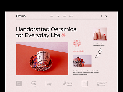 Clay - Ceramic Shop Landing Header ceramic clay creative design ecommerce header landingpage minimal pottery product product showcase shop typography ui uidesign ux