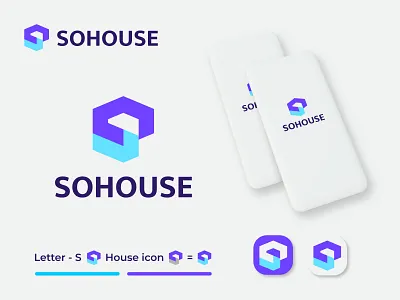 Modern Minimalist Sohouse - Logo Design । Branding abstract logo app icon design app logo brand logo branding colorful logo design geometric logo home house logo house mark identity logo design logotype minimalist logo mockup modern logo real estate real estate agency s letter