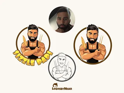 Sizzle Papi Food Channel - Cartoon mascot logo branding caricature cartoon cartoon avatar cartoon character cartoon design cartoon logo cartoon mascot character design chef food illustration knife logo mascot mascot logo nft nft art vector art vector logo