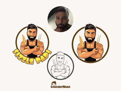 Sizzle Papi Food Channel - Cartoon mascot logo branding caricature cartoon cartoon avatar cartoon character cartoon design cartoon logo cartoon mascot character design chef food illustration knife logo mascot mascot logo nft nft art vector art vector logo