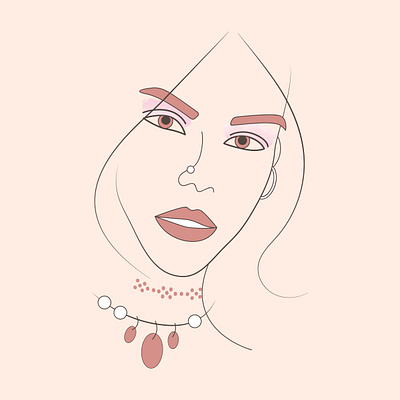 Woman face lineart face gems girl graphic design illustration jewelry lineart logo minimal portrait vector