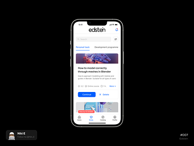 Personal track / Edstein daily ui design design app design study education education app education design lerning lerning app lms lms design mobile app niki e study ui ux