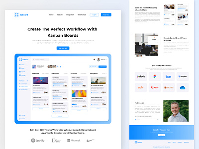 Kaboard - SaaS Landing Page b2b business clean dashboard design landing page landingpage minimalist saas task task management ui ux web app web design webflow