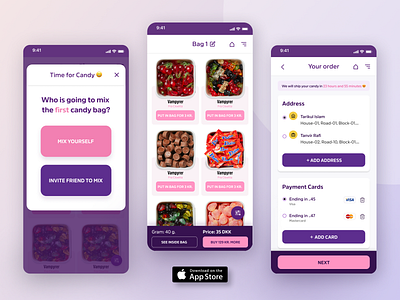 Candy Express (Slikekspressen) - Candy Ordering App app design app screen best dribbble shot candyapp figma foodapp mobile product design ui design uitrends uiux