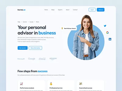 Increa.se - Landing page blue bussines homepage landingpage modern trends ui ux webdesign webpage website website design white