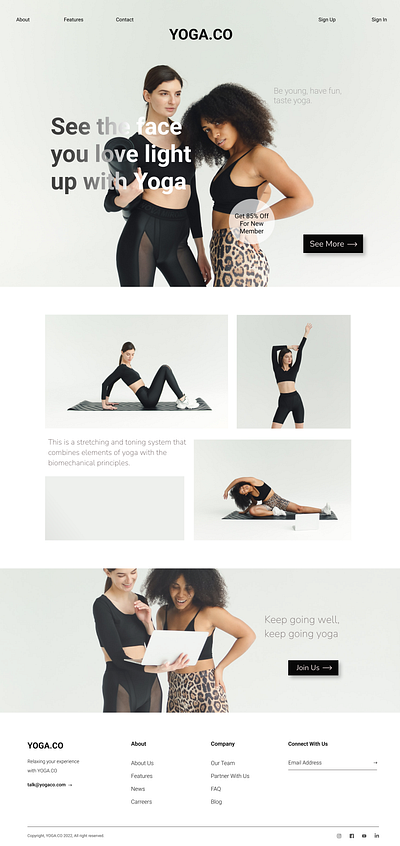 YOGA Course Landing Page Website design ui ux