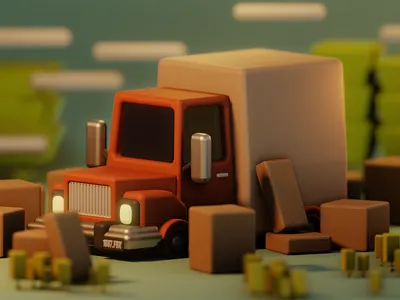 Low-Poly Truck 3d childrens art illustration lowpoly toy design
