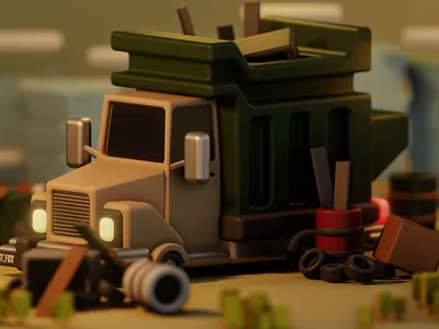 Low-Poly Garbage Truck 3d childrens art design illustration lowpoly toy design