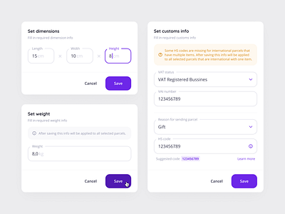 Mule – Parcel details app button cards clean components dashboard design ecommerce ecommerce app ecommerce business ecommerce design ecommerce shop filters form input minimal modal popup saas ui