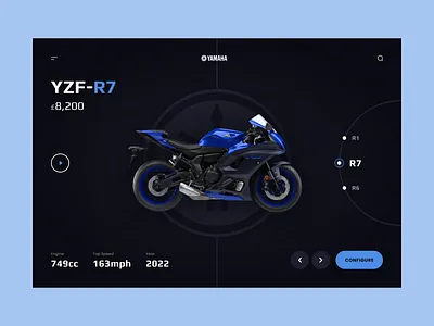 YZF-R7 appdesign graphicdesign landingpage motorbikeui motorbikewebsite productdesign productpage uidesign uxdesign webdesign