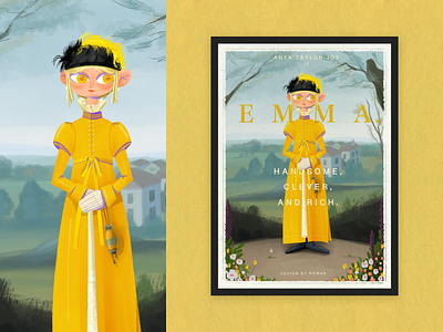 Emma art character design design digital illustration emma film illustration girl character illustration movie poster procreate art