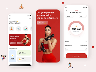 Fitness App UI Design all app design app ui app uiux coach fitnes fitness app fitness app design fitness workout health illustration mobile app mobile app design mobile app ui mobile design mobile ui tracker ui uiux uiuxdesign