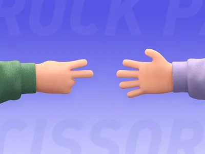 Rock paper scissors 3d c4 c4d design icon rock paper scissors ui
