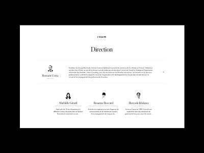 Team page black white desktop japanese minimal restauration ui web design