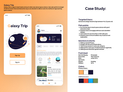 Galaxy Trip Space Science Learning app adobexd app design branding design designer figma illustration logo mobile app design mobile ui science app space uxdesign