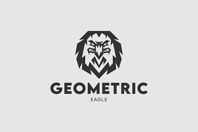 Geometric Eagle Logo abstract angry animal bird black branding design eagle exclusive face falcon front geometric hawk head identity illustration logo shape vector