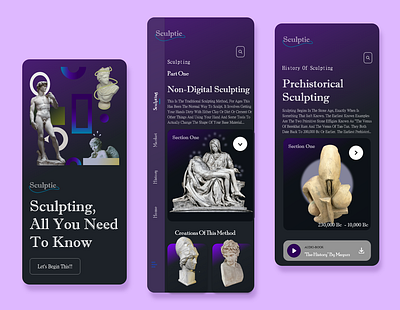 Sculptie adobe xd app dark mode design mobile mobile scuplt mobile ui sculp sculpt sculpting sculpting app ui