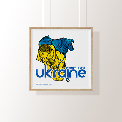 Ukrainian Woman Fleeing with Dog antiwarposter digital portrait dog illustration posterdesign russia typography ukraine ukrainewar war